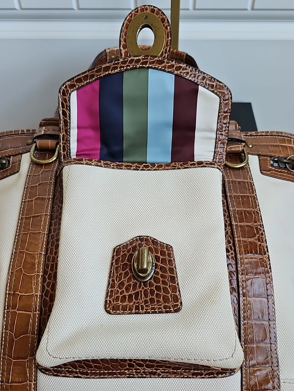 Coach 2006 Vintage Legacy Canvas & Croc Leather Pocket Tote 10648